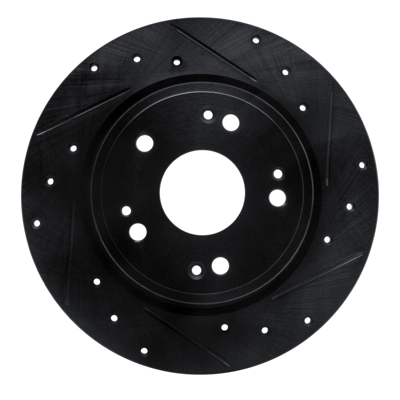 Honda CR-Z Brake Rotor (1) - Rear Right - R1 Concepts - Drilled & Slotted - Black - 2016